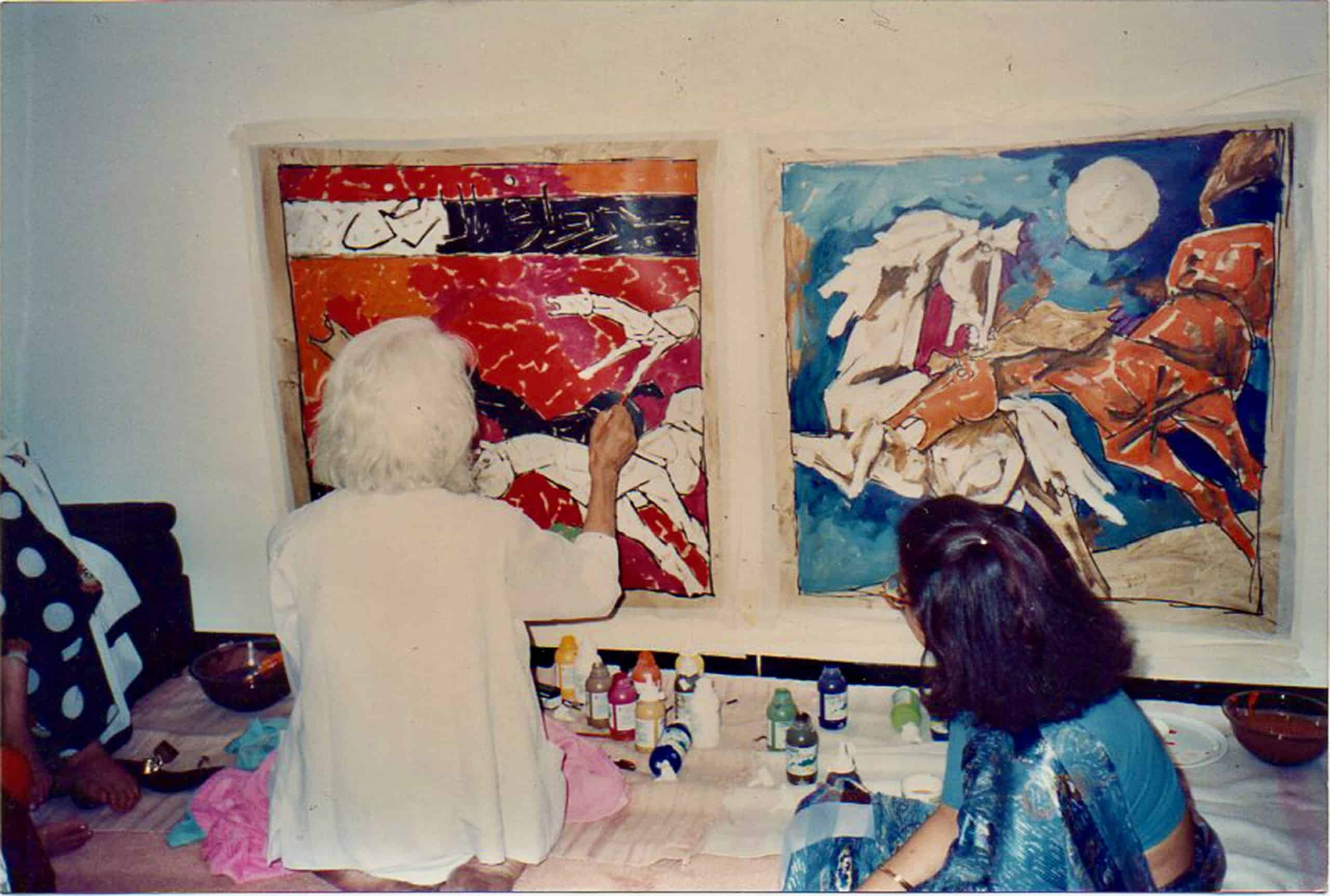M.F.-Husain-with-Renu-Modi-early-90s.-Courtesy-of-Gallery-Espace-scaled